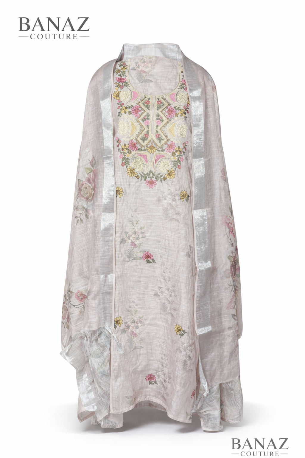 Casino Linen Multi Embroidery Designer Style Suit