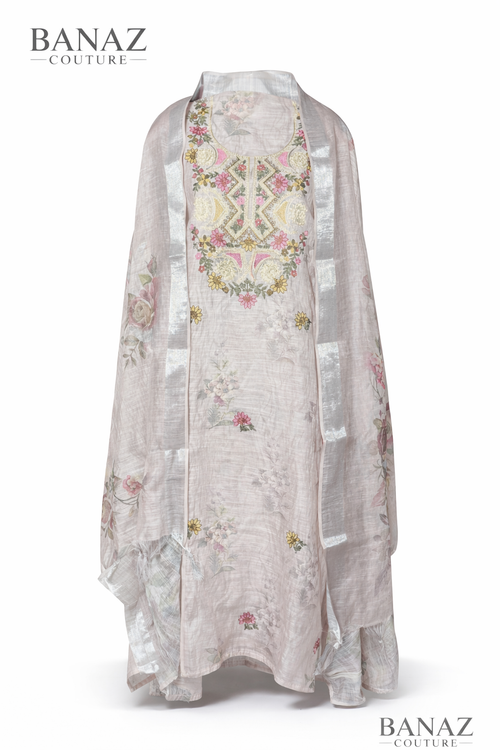 Casino Linen Multi Embroidery Designer Style Suit