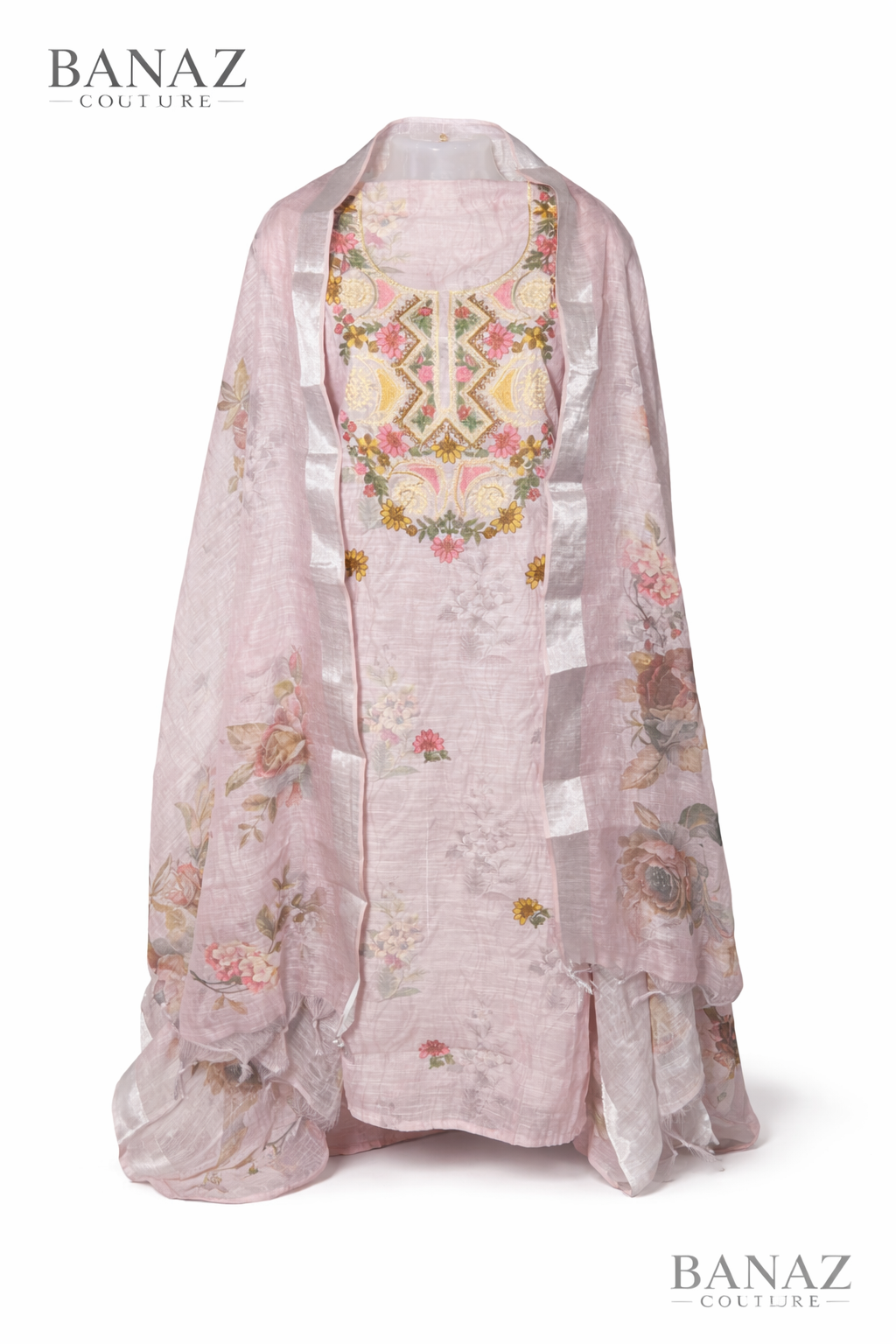 Casino Linen Multi Embroidery Designer Style Suit