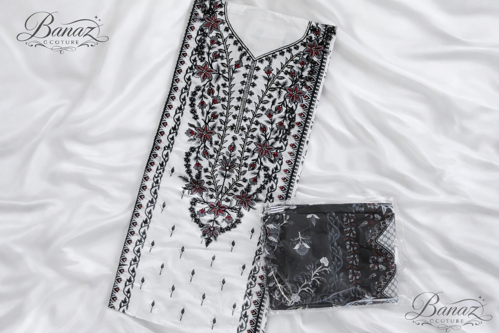 Elegant Lawn Cotton Embroidered Suit