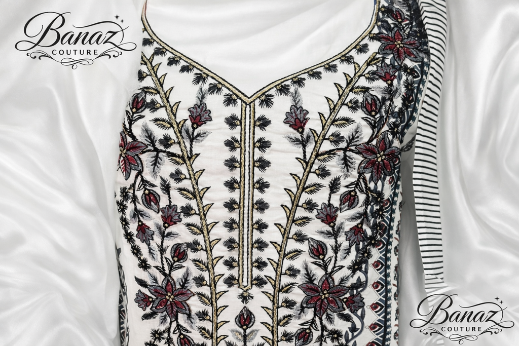 Elegant Lawn Cotton Embroidered Suit