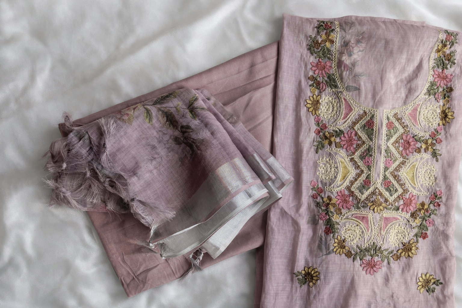 Casino Linen Multi Embroidery Designer Style Suit