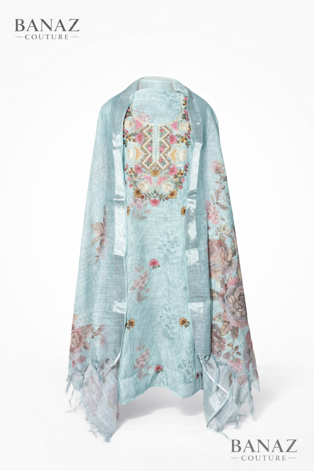 Casino Linen Multi Embroidery Designer Style Suit