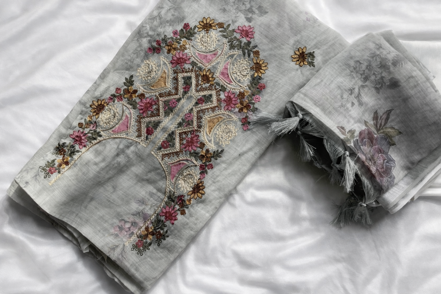 Casino Linen Multi Embroidery Designer Style Suit