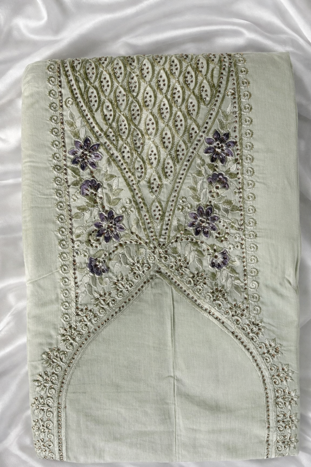 Cotton Rose Embriodory Zarkan with Cotton work dupatta