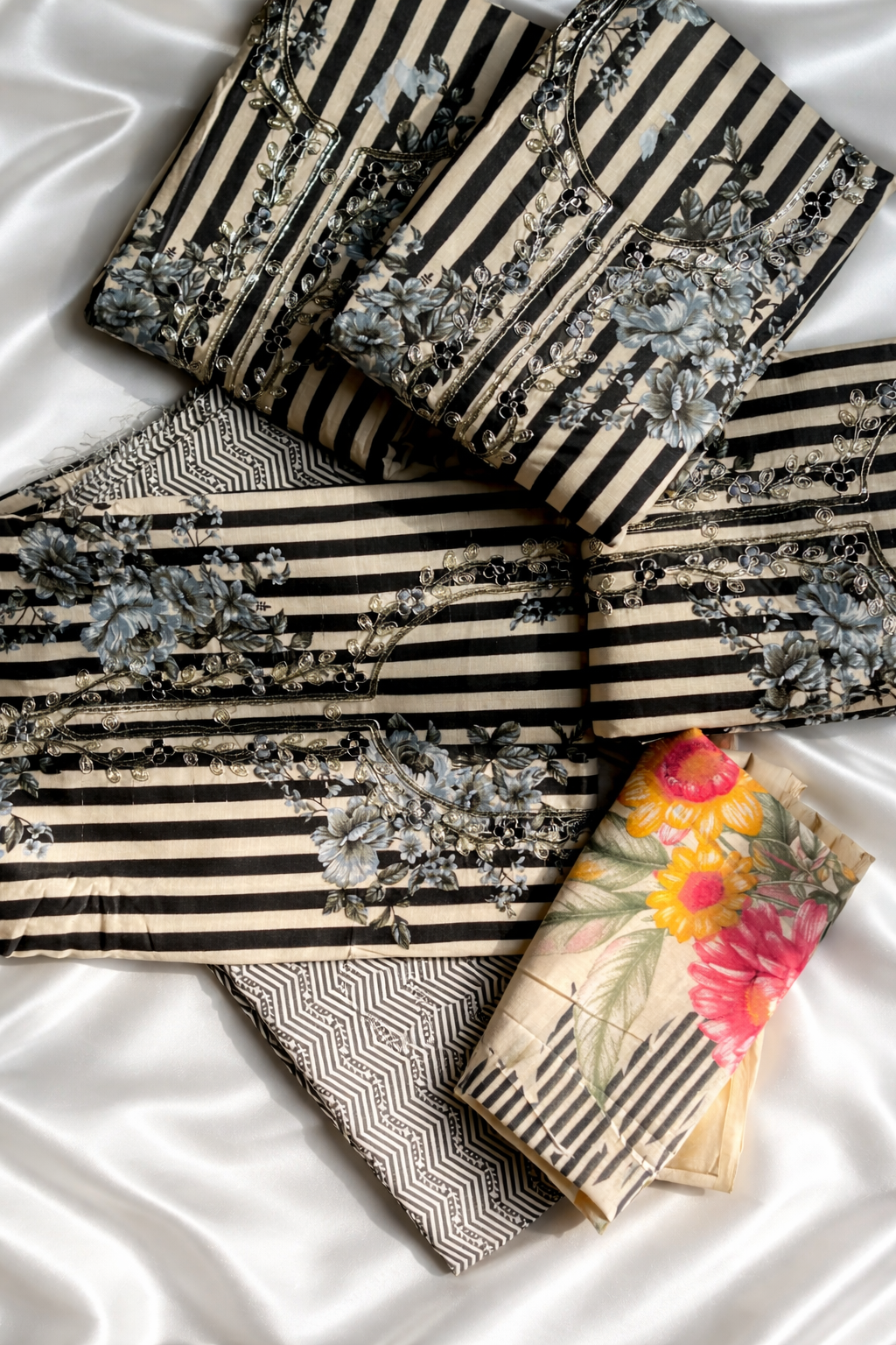 Camric Cotton with Digital Print Soft Cotton Duppata and Neck Embrioided