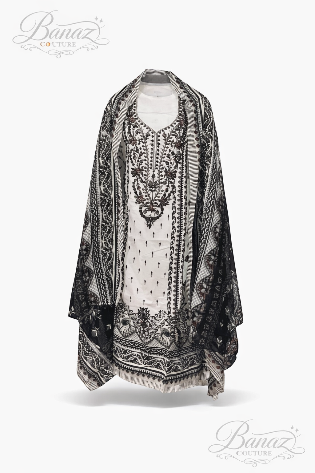 Elegant Lawn Cotton Embroidered Suit