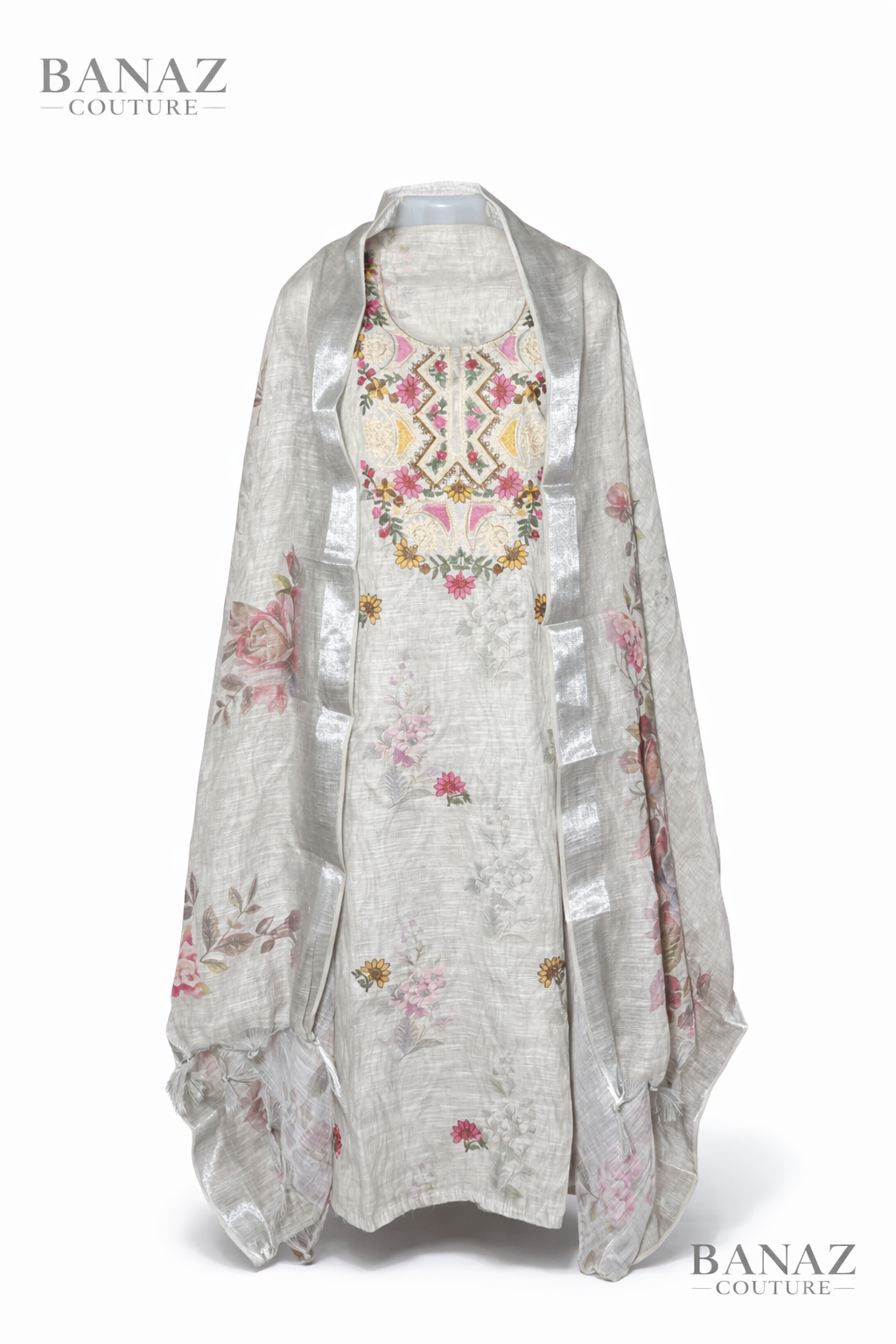 Casino Linen Multi Embroidery Designer Style Suit